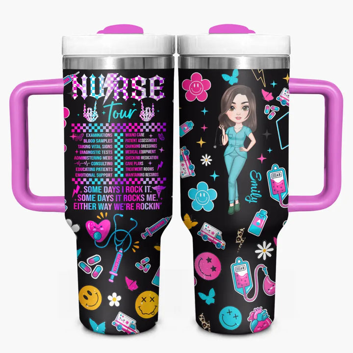 Nurse Tour - Personalized Custom Tumbler With Handle - Nurse's Day, Appreciation Gift For Nurse