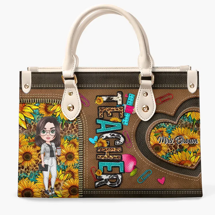 Teachers Change The World - Personalized Custom Leather Bag - Teacher's Day, Appreciation Gift For Teacher