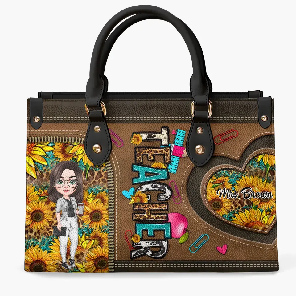 Teachers Change The World - Personalized Custom Leather Bag - Teacher's Day, Appreciation Gift For Teacher