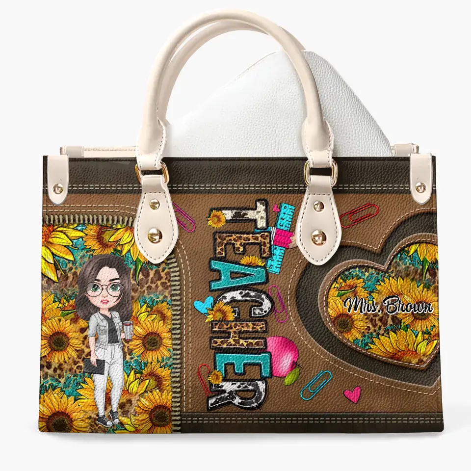 Teachers Change The World - Personalized Custom Leather Bag - Teacher's Day, Appreciation Gift For Teacher