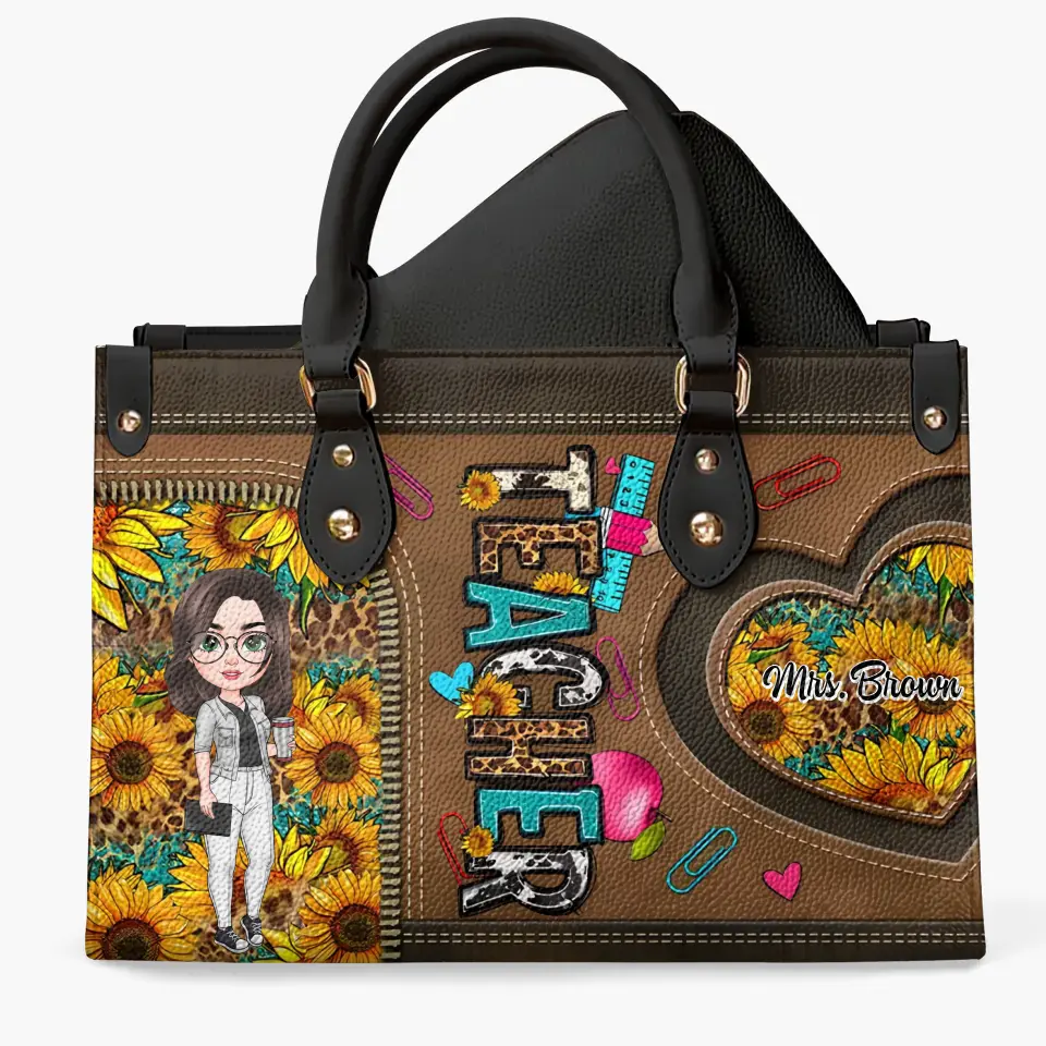Teachers Change The World - Personalized Custom Leather Bag - Teacher's Day, Appreciation Gift For Teacher