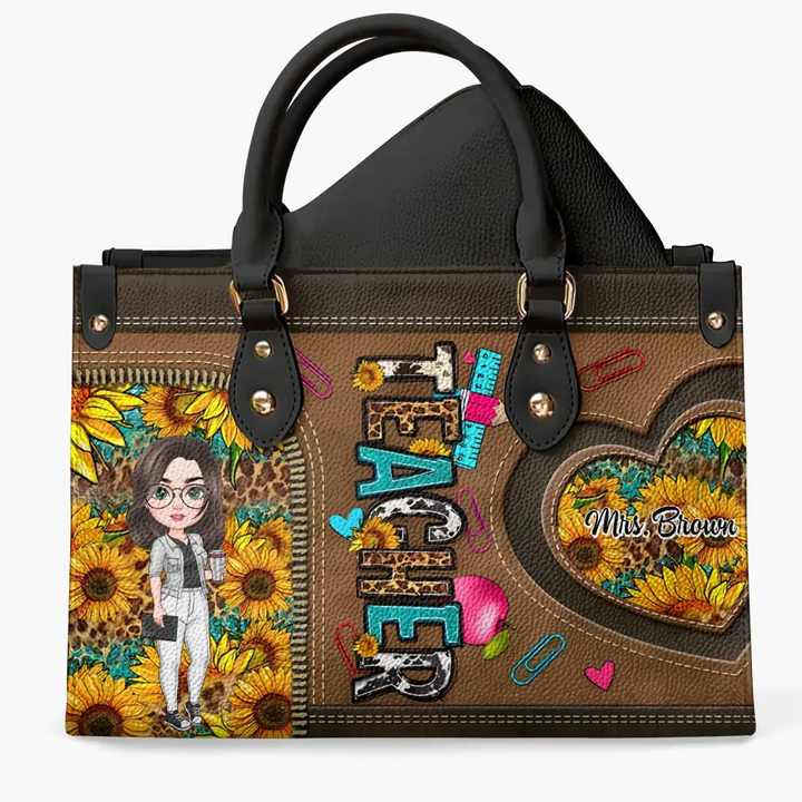 Teachers Change The World - Personalized Custom Leather Bag - Teacher's Day, Appreciation Gift For Teacher