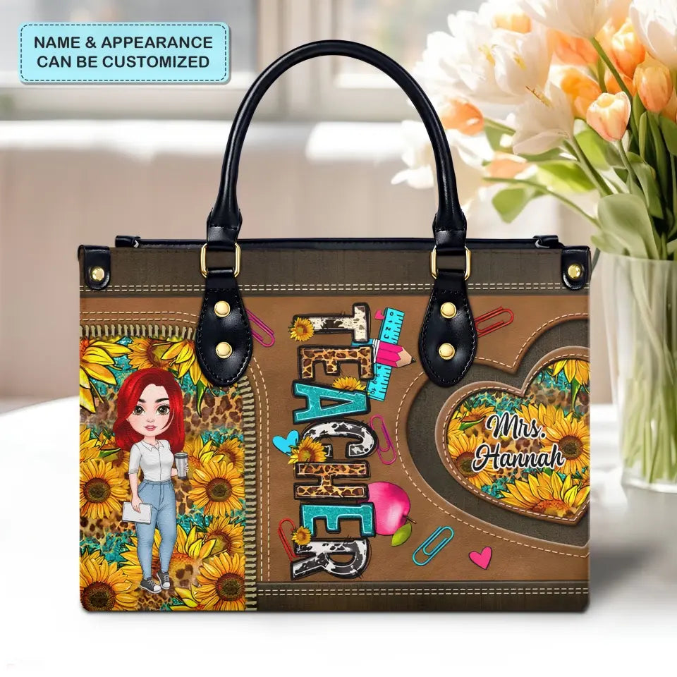 Teachers Change The World - Personalized Custom Leather Bag - Teacher's Day, Appreciation Gift For Teacher