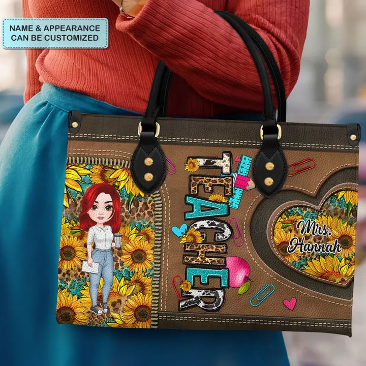 Teachers Change The World - Personalized Custom Leather Bag - Teacher's Day, Appreciation Gift For Teacher