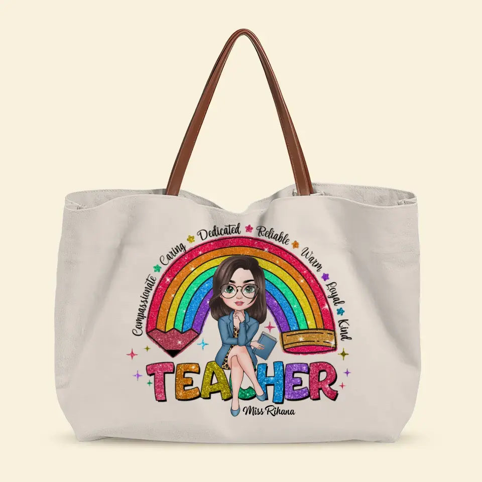 Rainbow Of Kindness - Personalized Custom Tote Bag - Teacher's Day, Appreciation Gift For Teacher