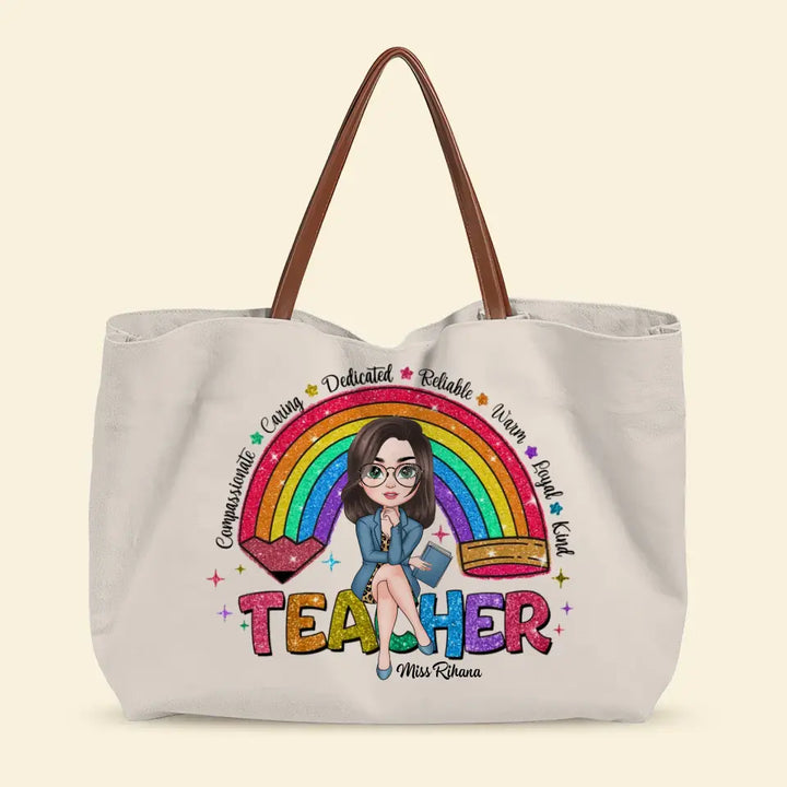 Rainbow Of Kindness - Personalized Custom Tote Bag - Teacher's Day, Appreciation Gift For Teacher
