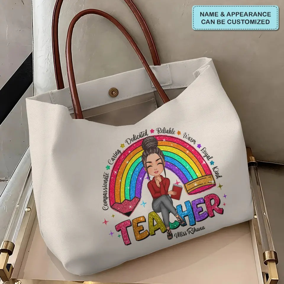 Rainbow Of Kindness - Personalized Custom Tote Bag - Teacher's Day, Appreciation Gift For Teacher