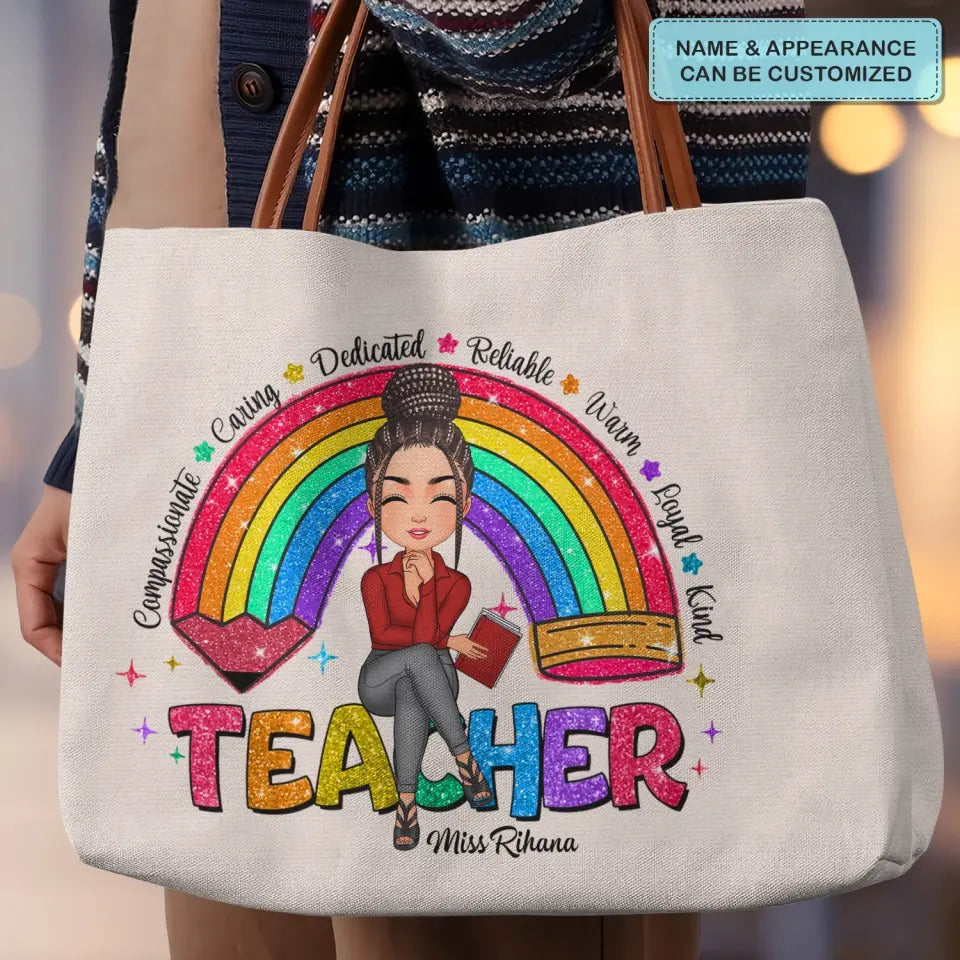 Rainbow Of Kindness - Personalized Custom Tote Bag - Teacher's Day, Appreciation Gift For Teacher