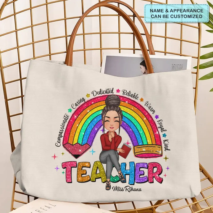 Rainbow Of Kindness - Personalized Custom Tote Bag - Teacher's Day, Appreciation Gift For Teacher