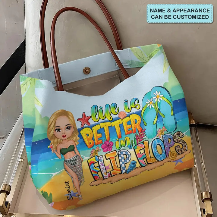 Life Is Better In Flip Flops - Personalized Custom Tote Bag - Summer Gift For Girl, Friends, Family Members