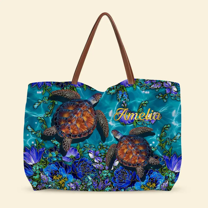 Undersea Golden Sea Turtle - Personalized Custom Tote Bag - Gift For Turtles Lovers - NCU0DV067