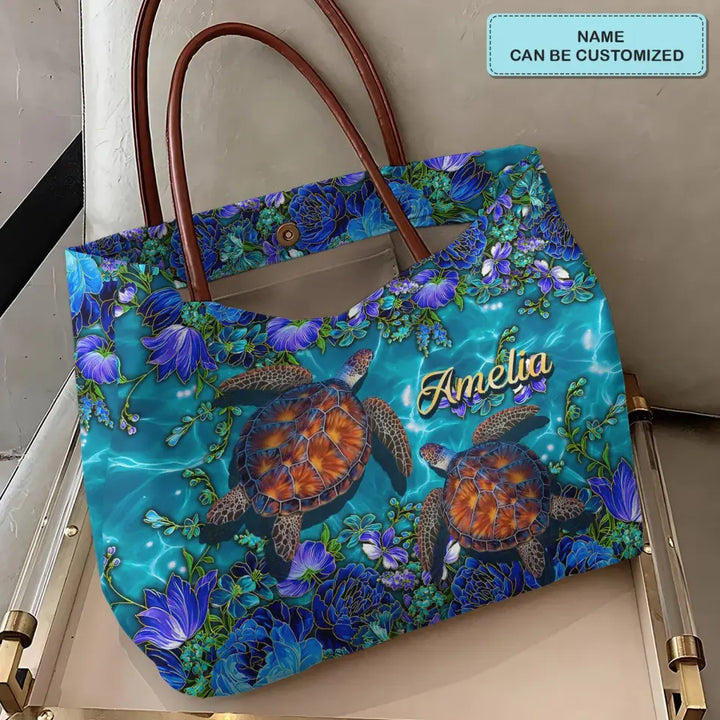 Undersea Golden Sea Turtle - Personalized Custom Tote Bag - Gift For Turtles Lovers - NCU0DV067