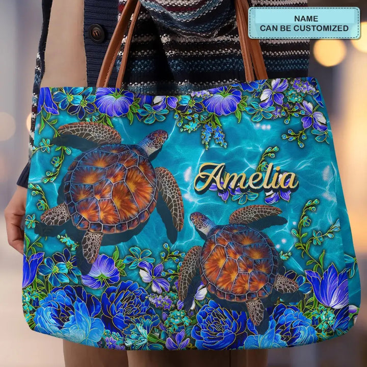 Undersea Golden Sea Turtle - Personalized Custom Tote Bag - Gift For Turtles Lovers - NCU0DV067