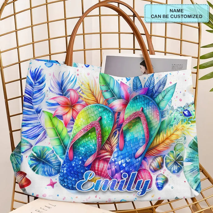 Paradise Steps - Personalized Custom Tote Bag - Gift for Flip Flop Lover NCU0PT052