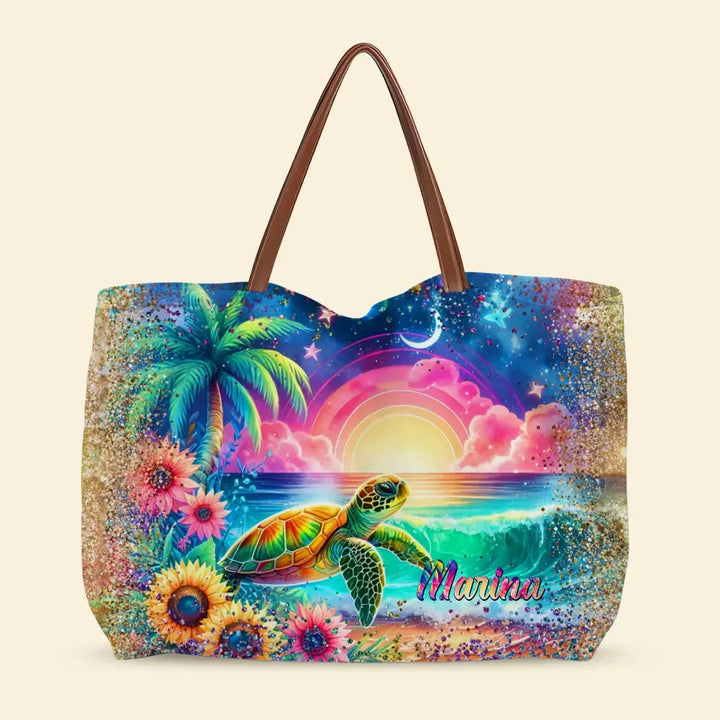 Island Paradise - Personalized Custom Tote Bag - Gift for Turtle Lover NCU0PT051