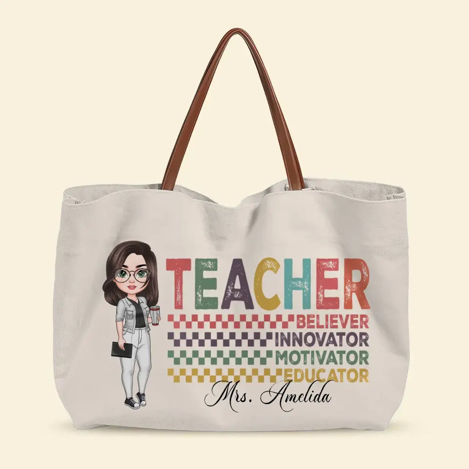 Sophisticated Scholar - Personalized Custom Tote Bag - Teacher's Day, Appreciation Gift For Teacher