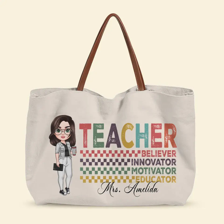 Sophisticated Scholar - Personalized Custom Tote Bag - Teacher's Day, Appreciation Gift For Teacher