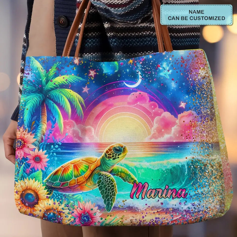 Island Paradise - Personalized Custom Tote Bag - Gift for Turtle Lover NCU0PT051