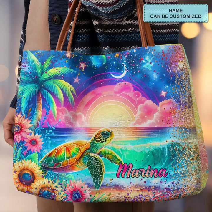Island Paradise - Personalized Custom Tote Bag - Gift for Turtle Lover NCU0PT051