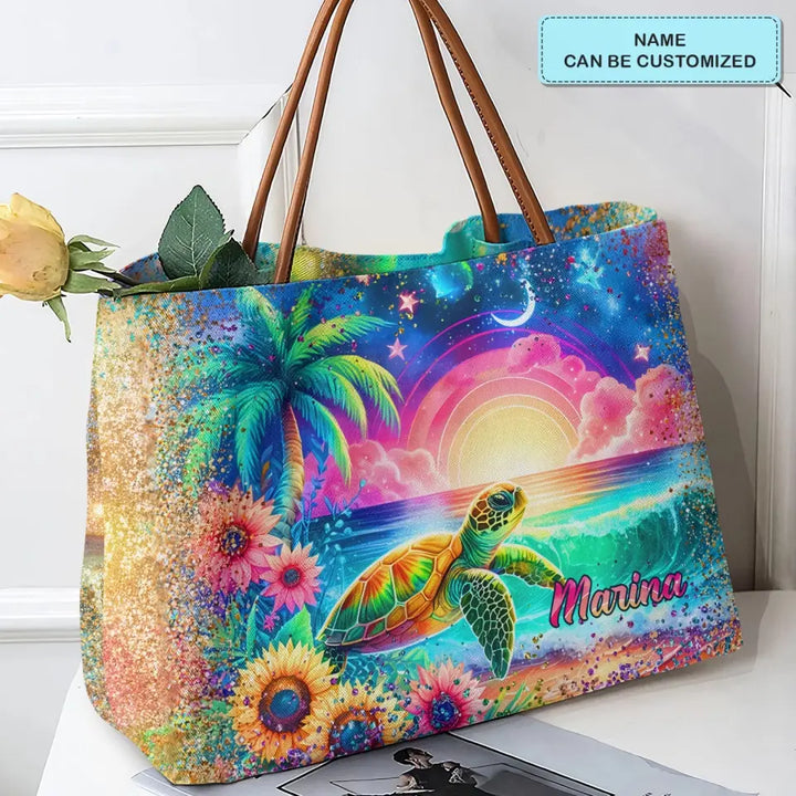 Island Paradise - Personalized Custom Tote Bag - Gift for Turtle Lover NCU0PT051