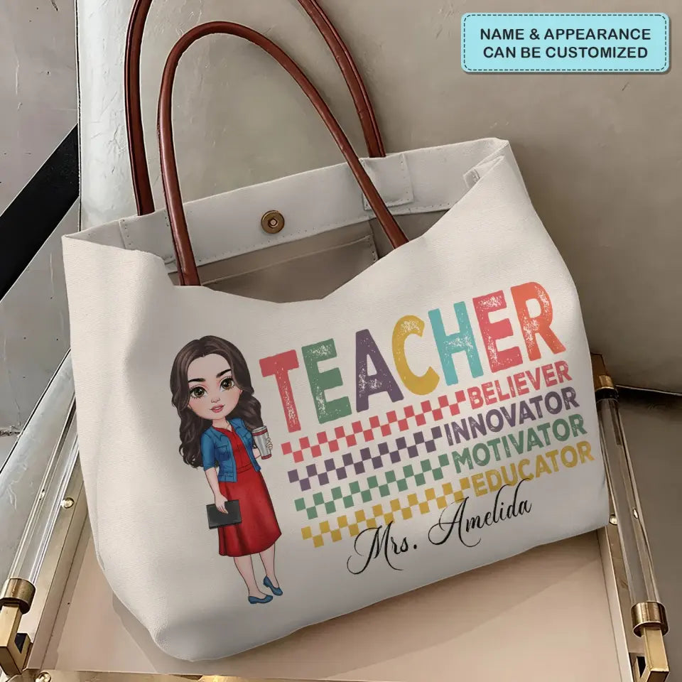 Sophisticated Scholar - Personalized Custom Tote Bag - Teacher's Day, Appreciation Gift For Teacher