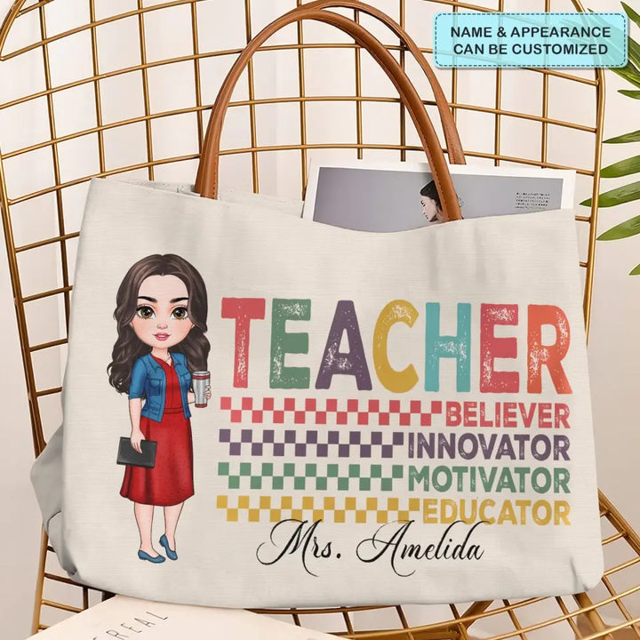 Sophisticated Scholar - Personalized Custom Tote Bag - Teacher's Day, Appreciation Gift For Teacher