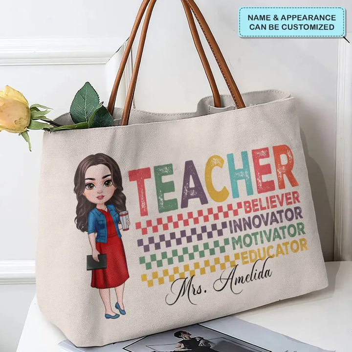 Sophisticated Scholar - Personalized Custom Tote Bag - Teacher's Day, Appreciation Gift For Teacher