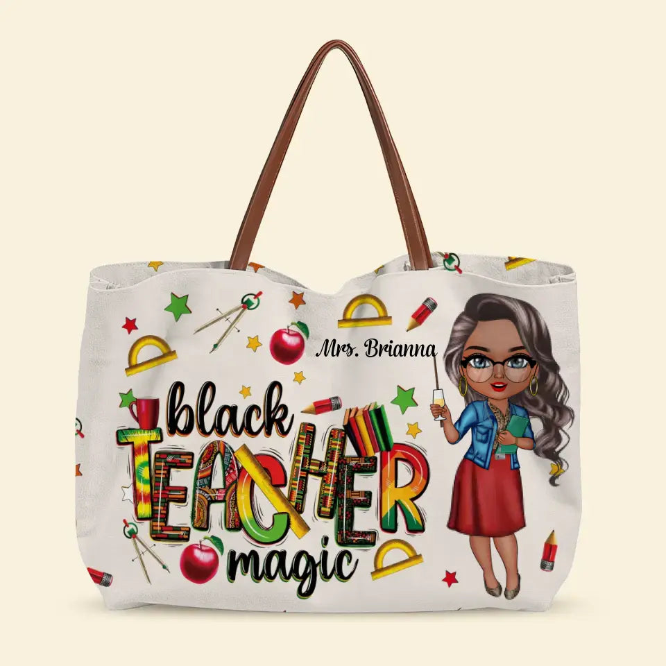 Teacher Black Teacher Magic - Personalized Custom Tote Bag - Teacher's Day, Appreciation Gift For Teacher