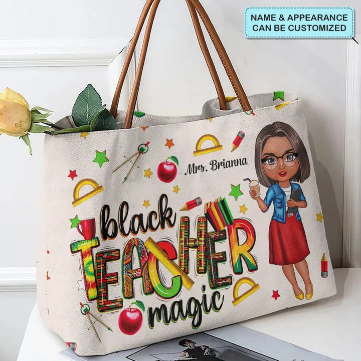 Teacher Black Teacher Magic - Personalized Custom Tote Bag - Teacher's Day, Appreciation Gift For Teacher