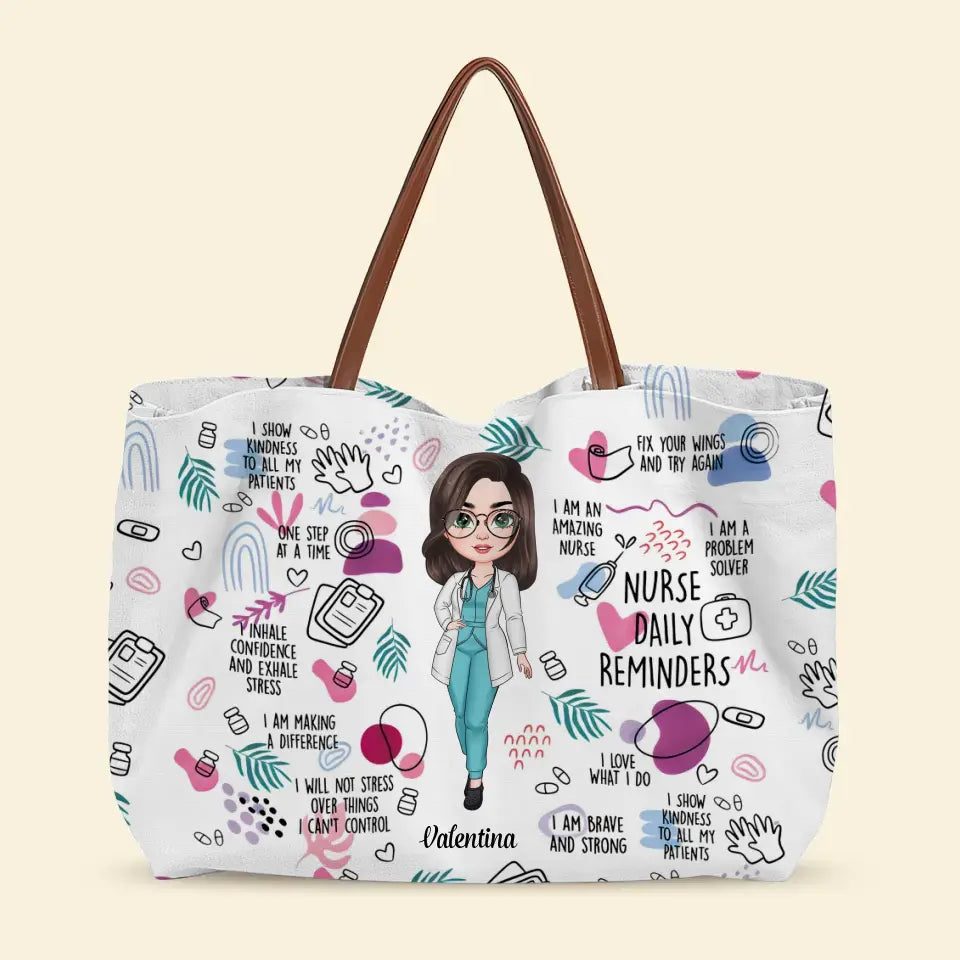 Nurse Daily Reminder - Personalized Custom Tote Bag - Nurse's Day, Appreciation Gift For Nurse
