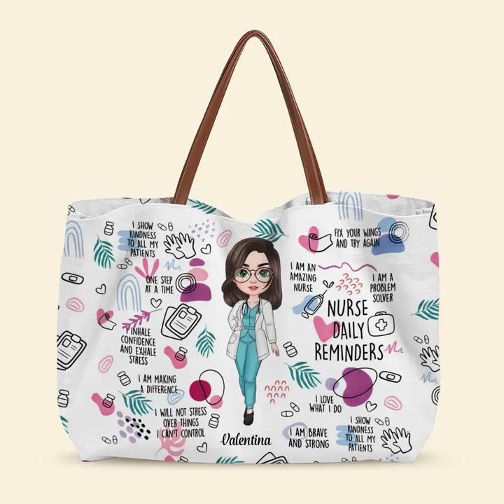 Nurse Daily Reminder - Personalized Custom Tote Bag - Nurse's Day, Appreciation Gift For Nurse