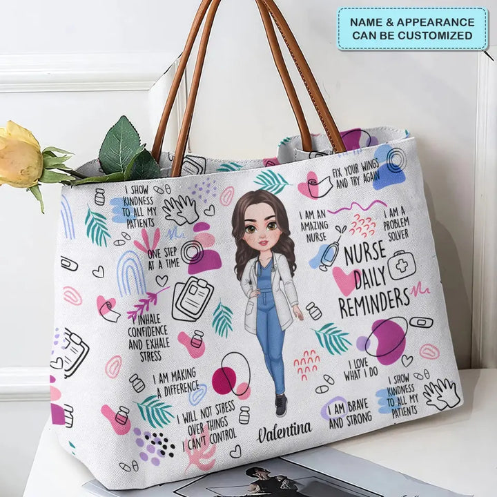 Nurse Daily Reminder - Personalized Custom Tote Bag - Nurse's Day, Appreciation Gift For Nurse