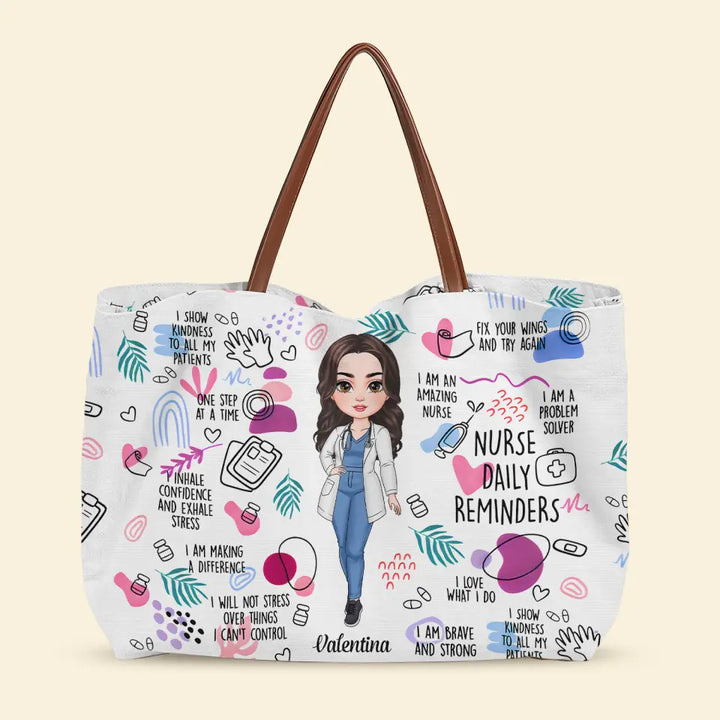 Nurse Daily Reminder - Personalized Custom Tote Bag - Nurse's Day, Appreciation Gift For Nurse