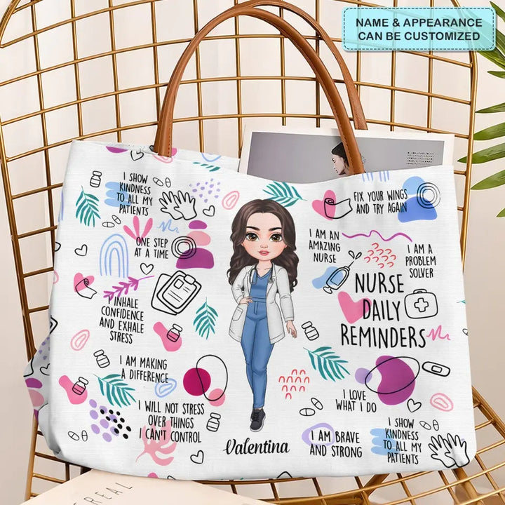 Nurse Daily Reminder - Personalized Custom Tote Bag - Nurse's Day, Appreciation Gift For Nurse