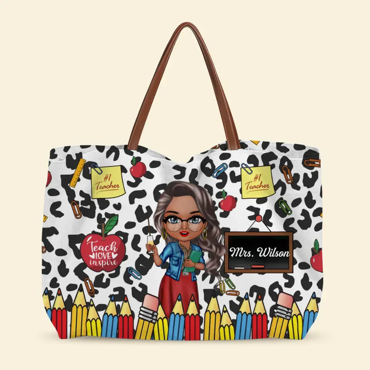 Teacher Leopard - Personalized Custom Tote Bag - Teacher's Day, Appreciation Gift For Teacher