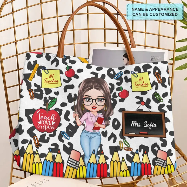 Teacher Leopard - Personalized Custom Tote Bag - Teacher's Day, Appreciation Gift For Teacher