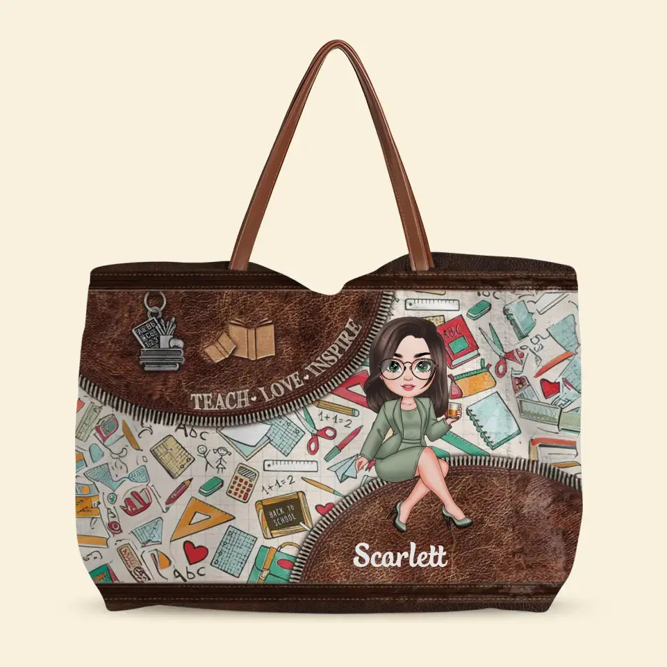 Teach Love Inspire - Personalized Custom Tote Bag - Teacher's Day, Appreciation Gift For Teacher