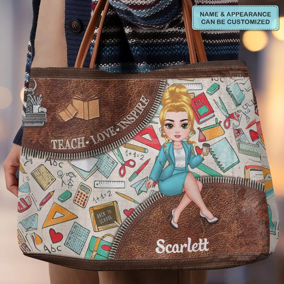 Teach Love Inspire - Personalized Custom Tote Bag - Teacher's Day, Appreciation Gift For Teacher
