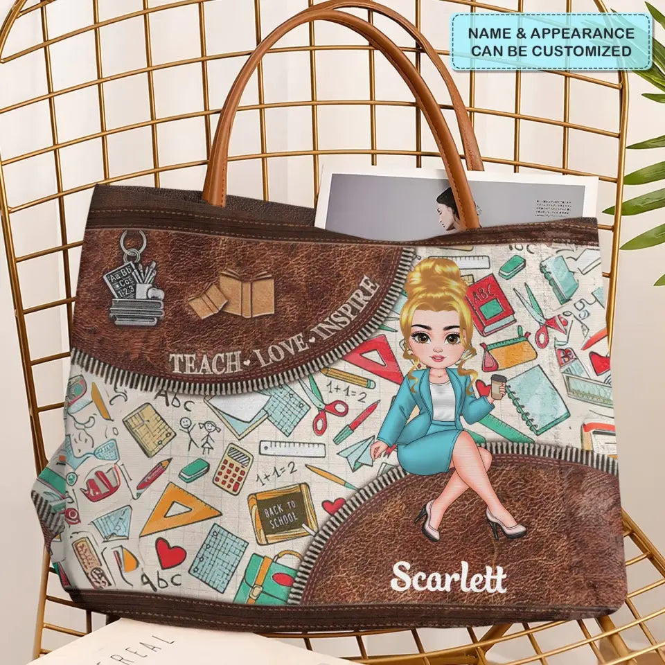 Teach Love Inspire - Personalized Custom Tote Bag - Teacher's Day, Appreciation Gift For Teacher