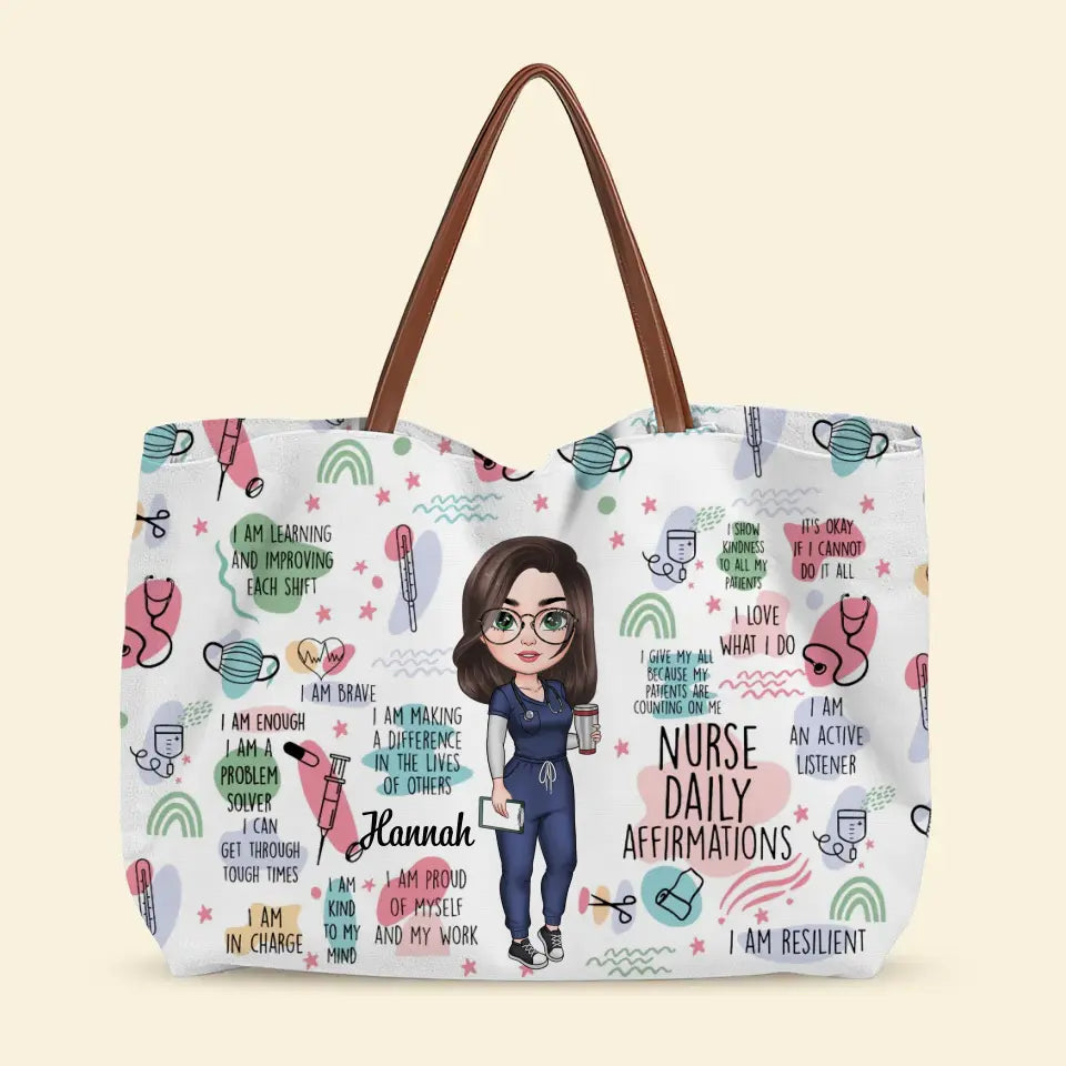 Nurse Daily Affirmations - Personalized Custom Tote Bag - Nurse's Day, Appreciation Gift For Nurse