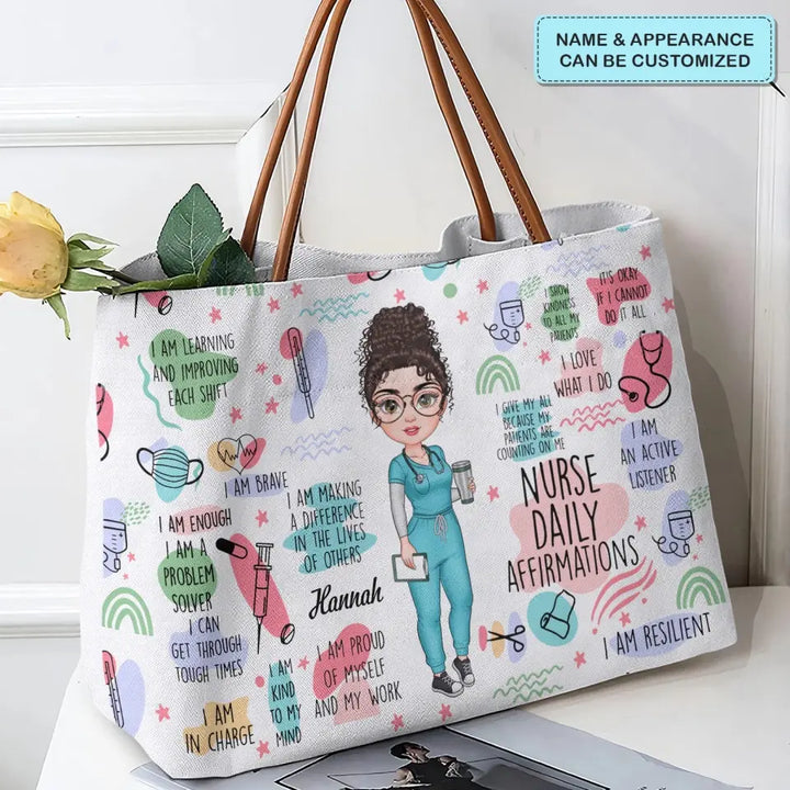 Nurse Daily Affirmations - Personalized Custom Tote Bag - Nurse's Day, Appreciation Gift For Nurse