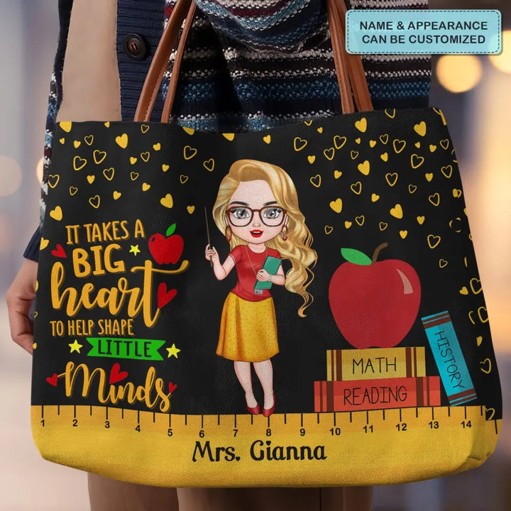 A Big Heart - Personalized Custom Tote Bag - Teacher's Day, Appreciation Gift For Teacher