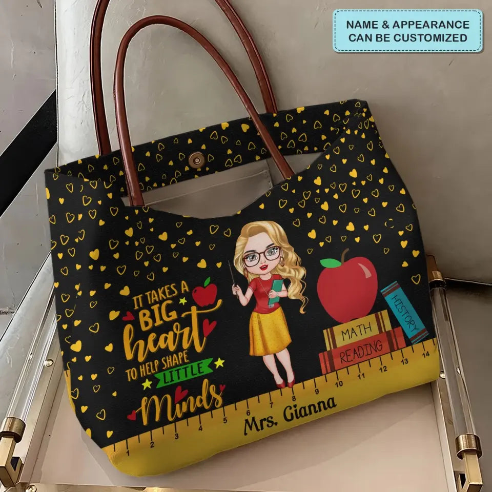 A Big Heart - Personalized Custom Tote Bag - Teacher's Day, Appreciation Gift For Teacher