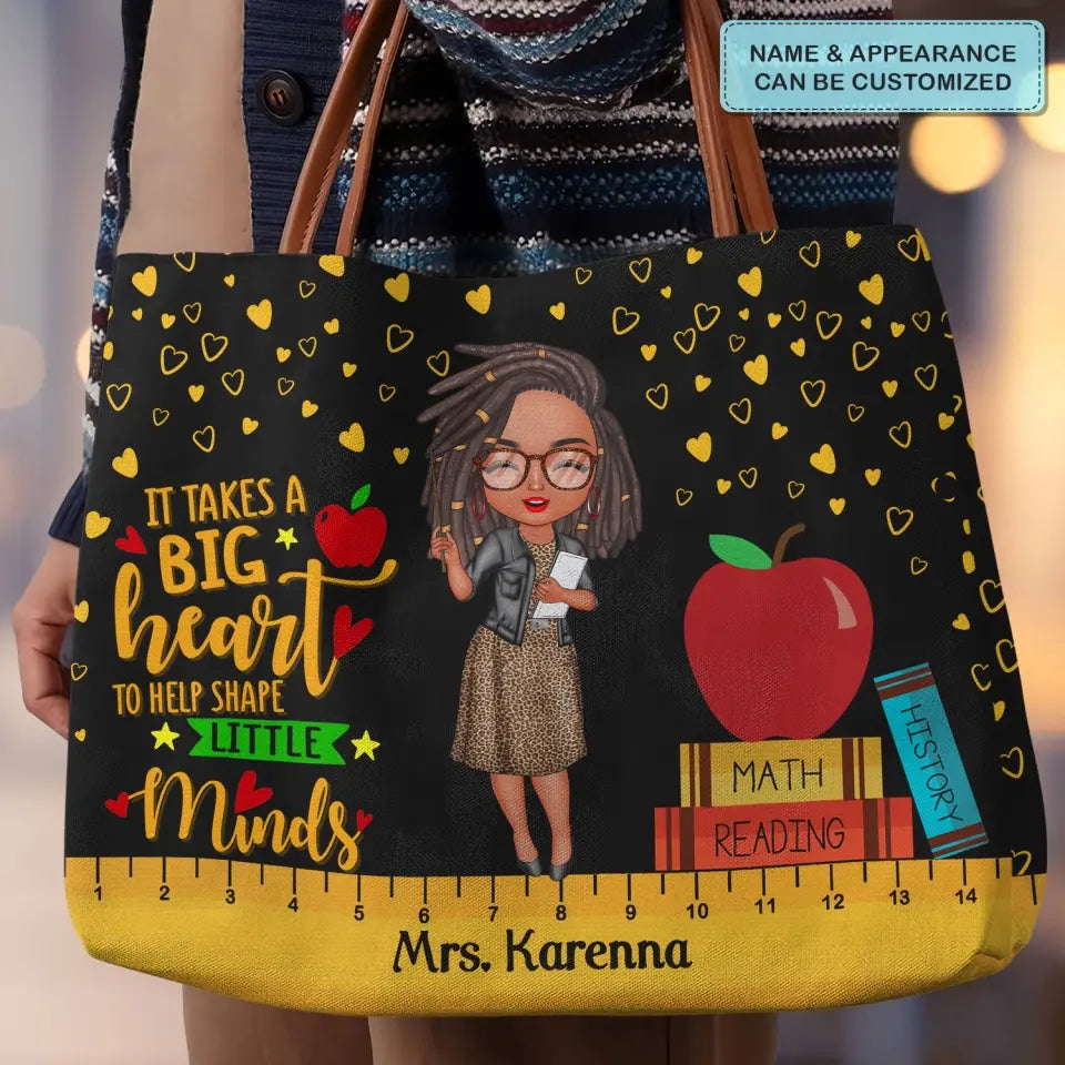 A Big Heart - Personalized Custom Tote Bag - Teacher's Day, Appreciation Gift For Teacher