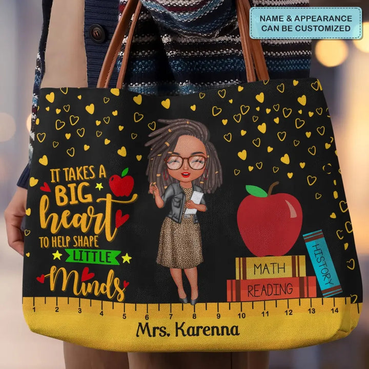 A Big Heart - Personalized Custom Tote Bag - Teacher's Day, Appreciation Gift For Teacher