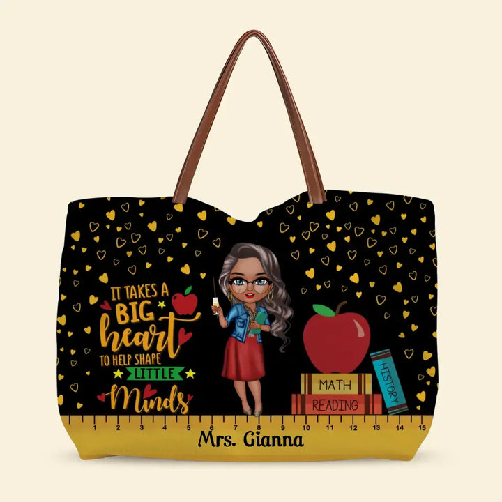 A Big Heart - Personalized Custom Tote Bag - Teacher's Day, Appreciation Gift For Teacher