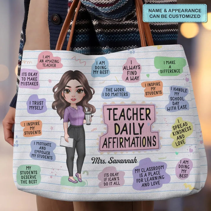 Teacher Daily Affirmation - Personalized Custom Tote Bag - Teacher's Day, Appreciation Gift For Teacher