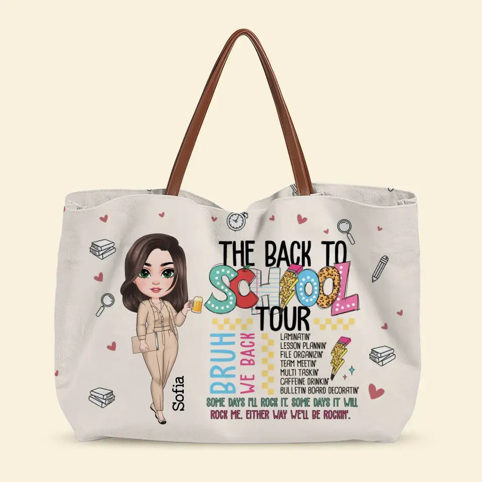 The Back To School Tour - Personalized Custom Tote Bag - Teacher's Day, Appreciation Gift For Teacher