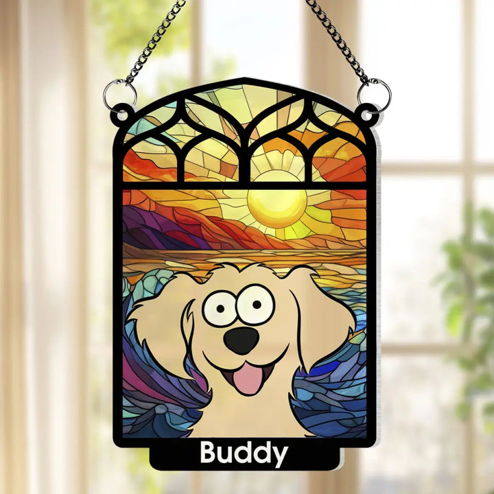 Always In Our Heart - Personalized Custom Window Hanging Suncatcher - Gift For Pet Lover, Dog Dad, Cat Dad
