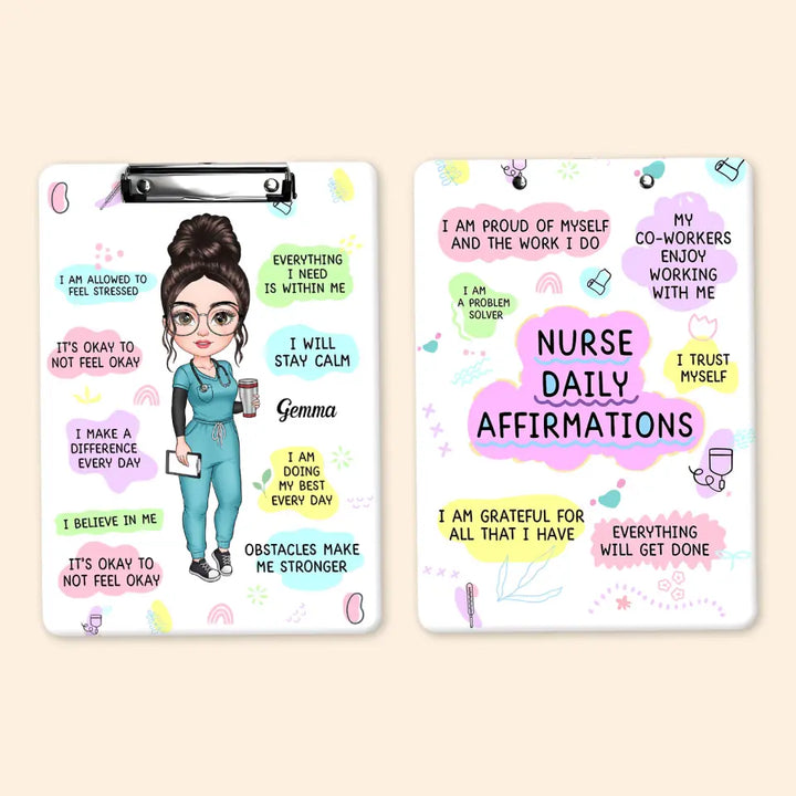 Nurse Daily Affirmations - Personalized Custom Clipboard - Nurse's Day, Appreciation Gift For Nurse